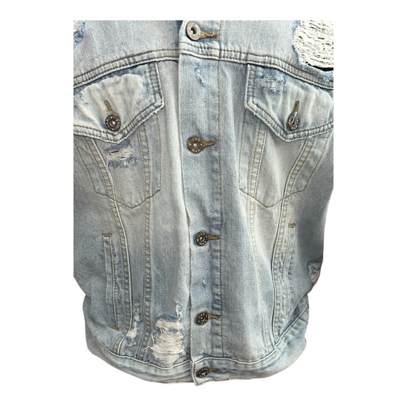 Carmar Denim Jacket w/Flames on Sleeves,”Pink Floyd The Wall”, P2P:23.5”, L:25” - Picture 11 of 14